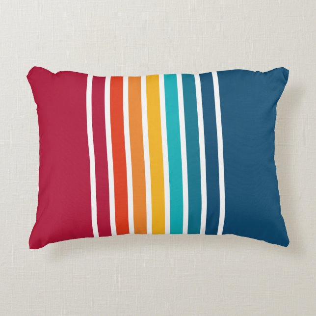 Chic Colorful Stripes Pattern Accent Pillow (Front)