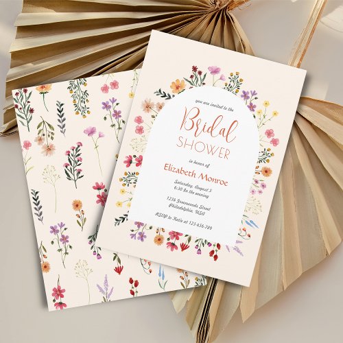 Chic Colorful Summer Wildflower Arch Bridal Shower Invitation
