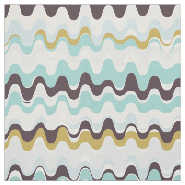 Chic colorful teal brown abstract wave pattern fabric (Swatch)