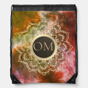 Chic Colorful Tie Dye OM Lotus Mandala Drawstring Bag