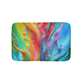 Chic Colorful Tropical Caribbean Ocean Floral Bath Mat