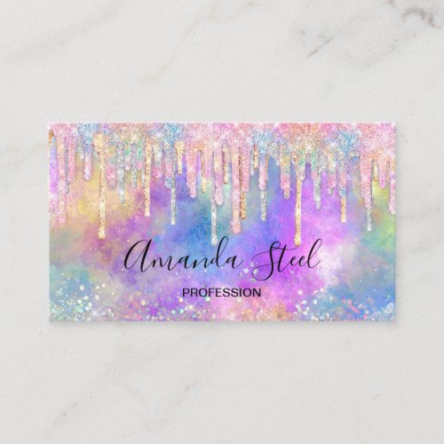 Chic colorful unicorn dripping glitter appointment card