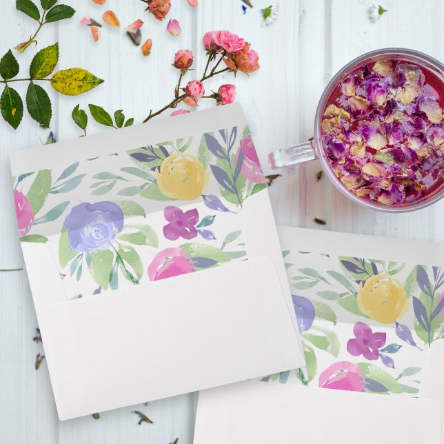 Chic Colorful Watercolor Floral Wedding  Envelope (Creator Uploaded)