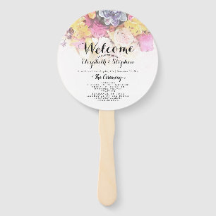 Chic Colorful Watercolor Flowers Wedding Programs Hand Fan