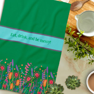 Chic Colorful Wildflower Custom Quote Stylish Kitchen Towel