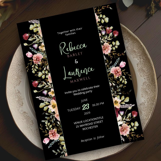 Chic colorful wildflowers garden wedding invitation (Creator Uploaded)