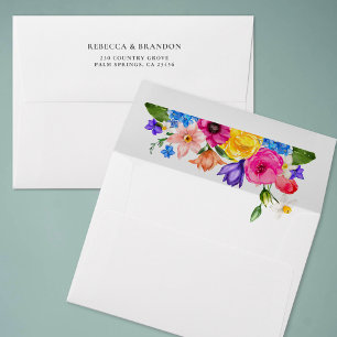 Chic colorful wildflowers wedding envelope