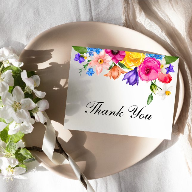Chic colorful wildflowers wedding thank you card (Creator Uploaded)