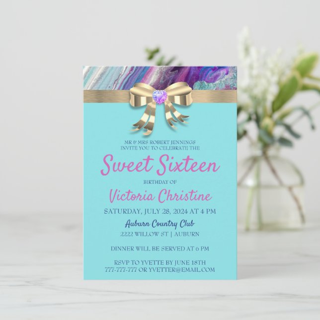 Chic Colors Birthday Invitation (Standing Front)