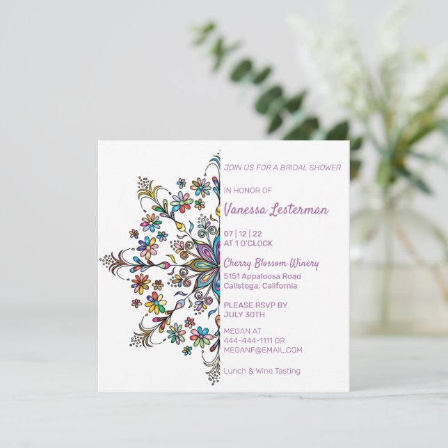 Chic Colors Mandala Bridal Shower Invitation (Standing Front)
