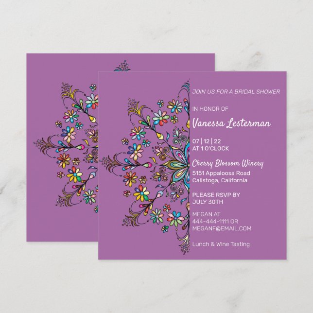 Chic Colors Mandala Bridal Shower Invitation (Front/Back)