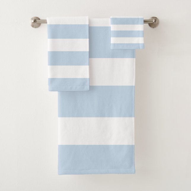 Chic Columbia Blue and White Stripes  Bath Towel Set (Insitu)