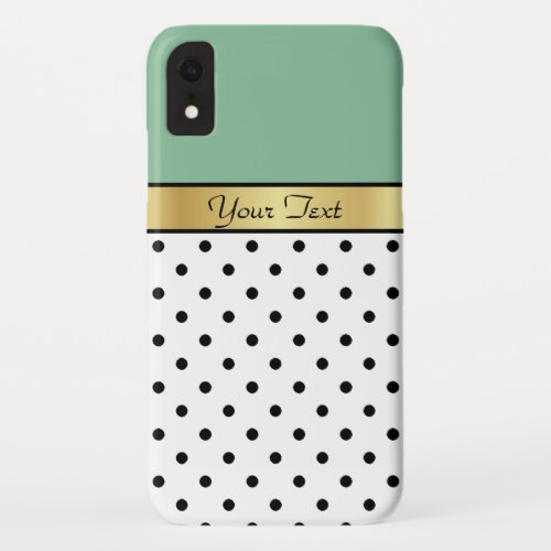 Chic Combination Of Peapod Green White Black Dots iPhone XR Case