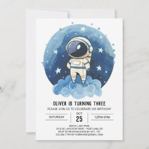 Chic Comet Boho Astronaut Boy Birthday Invitation