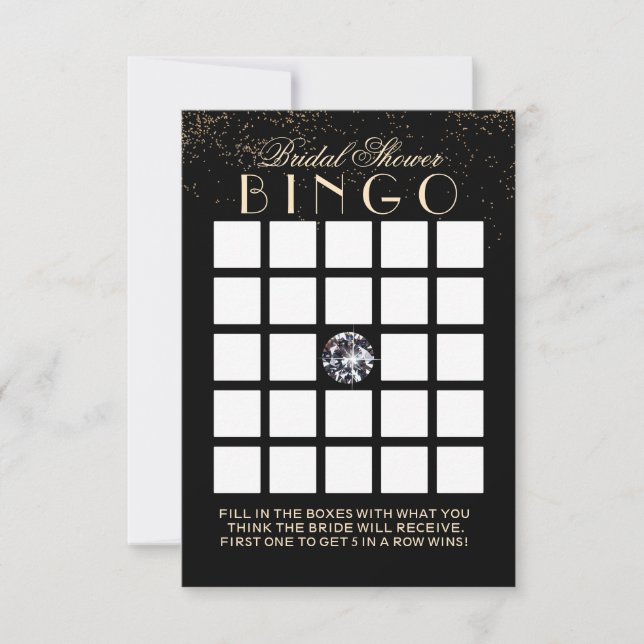 Chic Confetti Diamond Bridal Shower Bingo Cards (Front)