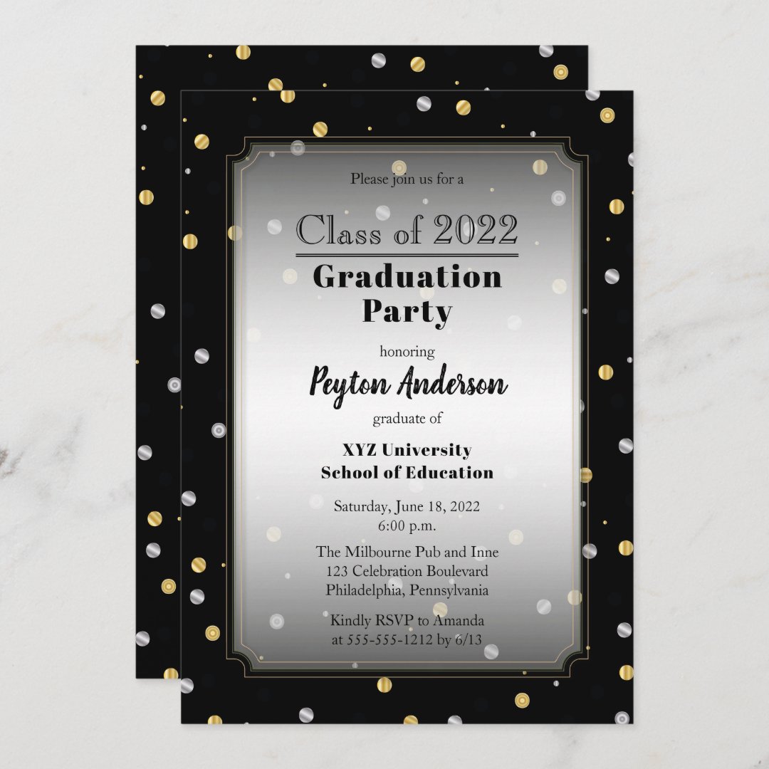 Chic Confetti Dots College Graduation Party Invitation 