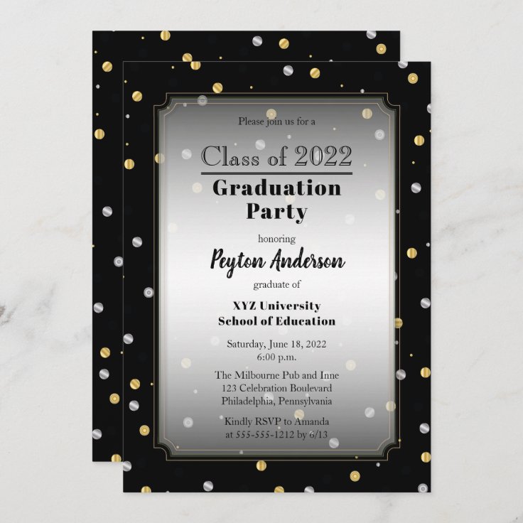 Chic Confetti Dots College Graduation Party Invitation | Zazzle