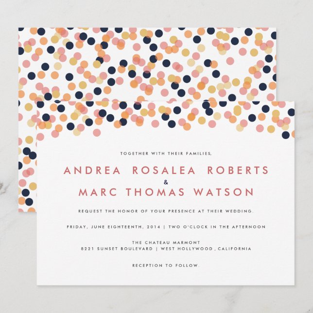 Chic Confetti Shower Wedding Invitations (Front/Back)