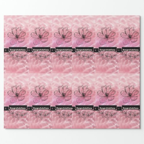 Chic Congratulations Elegance in Pink and Black Wrapping Paper