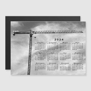 Chic Construction Crane Photo 2024 Calendar Magnet