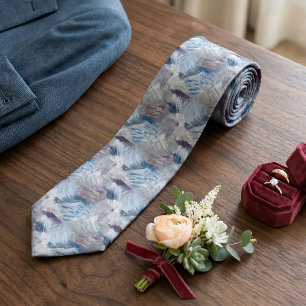 Chic Contemporary Gray Violet Purple Blue Art Neck Tie