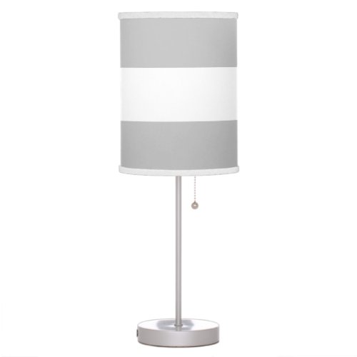 Chic Contemporary Light Gray White Wide Stripes Table Lamp