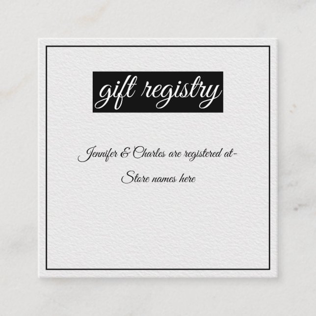 Chic Contemporary Wedding Enclosure Card (Front)