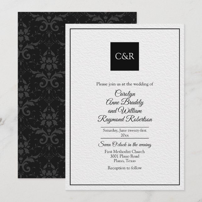 Chic Contemporary Wedding Invitation (Front/Back)