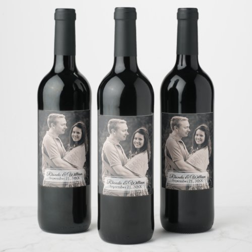 Chic Contemporary Wedding Wine Label