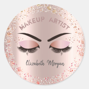 Chic Cool Faux Lashes,Confetti,Makeup Classic Round Sticker