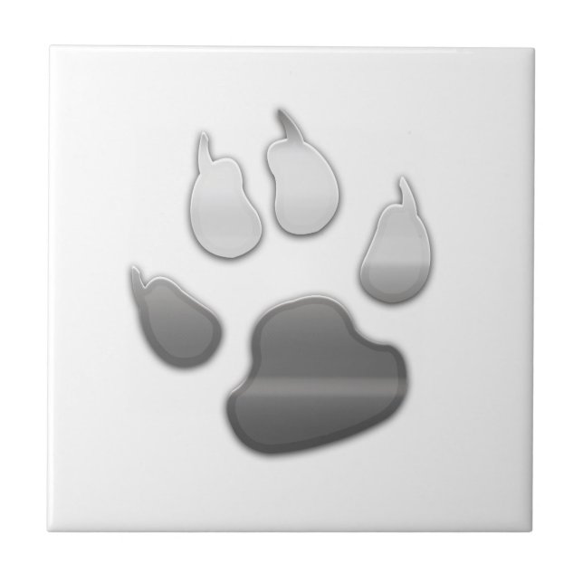 Chic Cool Silver Look Dog Pet Ceramic Tile (Front)