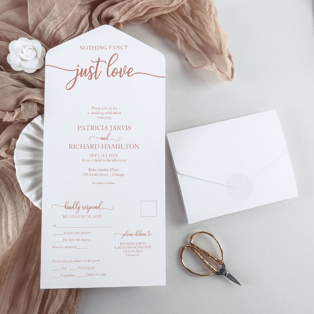 Chic Copper Calligraphy Casual Wedding All In One Invitation (Creator Uploaded)