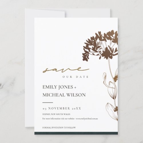 CHIC COPPER HYDRANGEA FLORAL SAVE THE DATE INVITE