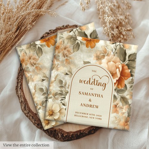 Chic Copper Ivory Sage Greenery Floral Wedding Cloth Napkin