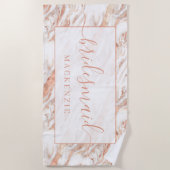 Chic Copper Marble Rose Gold Bridesmaid Beach Towel (Front)