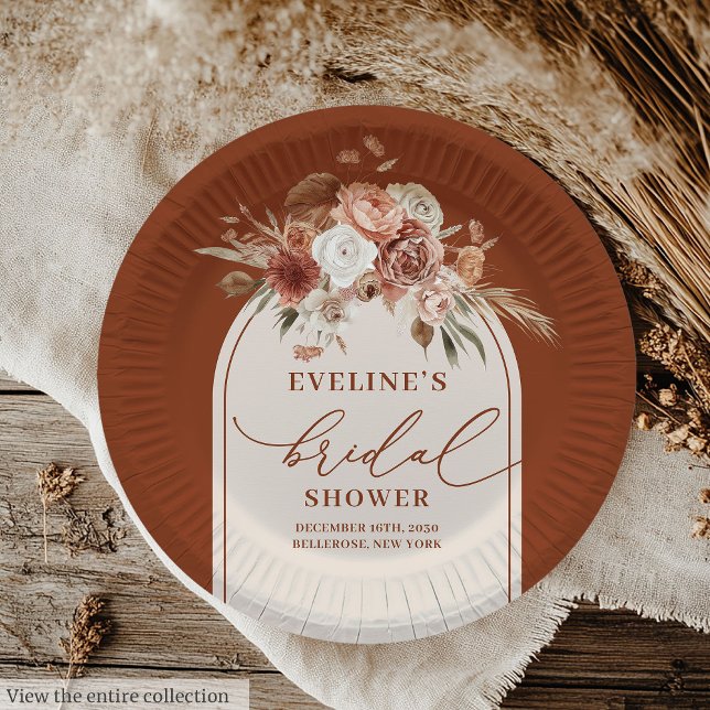 Chic Copper Pampas Grass Boho Bridal Paper Plates (Chic Copper Pampas Grass Boho Bridal Paper Plates)