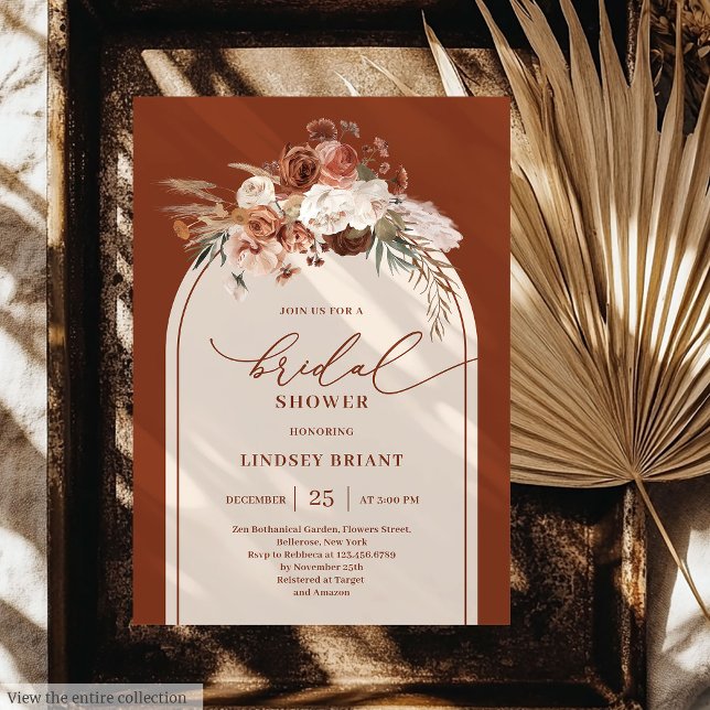 Chic Copper Pampas Grass Boho Bridal Shower Invite (Chic Copper Pampas Grass Boho Bridal Shower Invite)