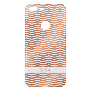Chic Copper Rose Gold Foil Chevron Monogram Uncommon Google Pixel XL Case