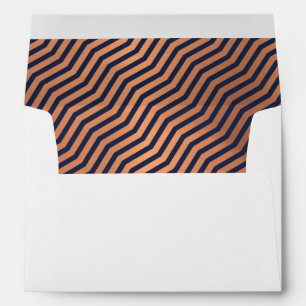 Chic Copper Rose Gold Foil Chevron Navy Blue Envelope