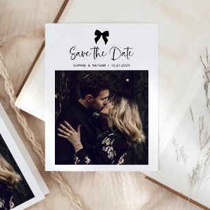 Chic Coquette Bow and Photo   Save the Date Announcement Postcard