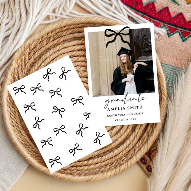 Chic Coquette Bow University Graduation Party  Invitation (Creator Uploaded)