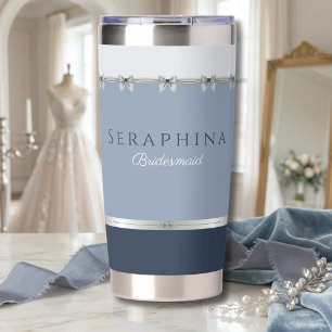 Chic Coquette Bridesmaid Dusty Blue Wedding Insulated Tumbler