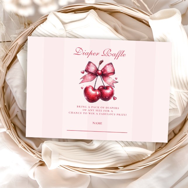 Chic Coquette Cherry on Top Baby Diapper Raffle Enclosure Card (Creator Uploaded)