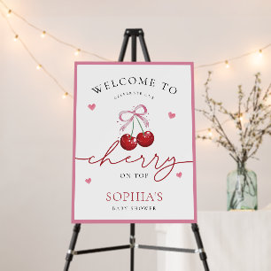 Chic Coquette Cherry on Top Baby Shower Sign