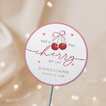 Chic Coquette Cherry on Top Bridal Shower Classic Round Sticker<br><div class="desc">Chic Coquette Cherry on Top Bridal Shower Classic Round Sticker</div>