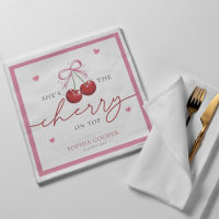 Chic Coquette Cherry on Top Bridal Shower Napkins