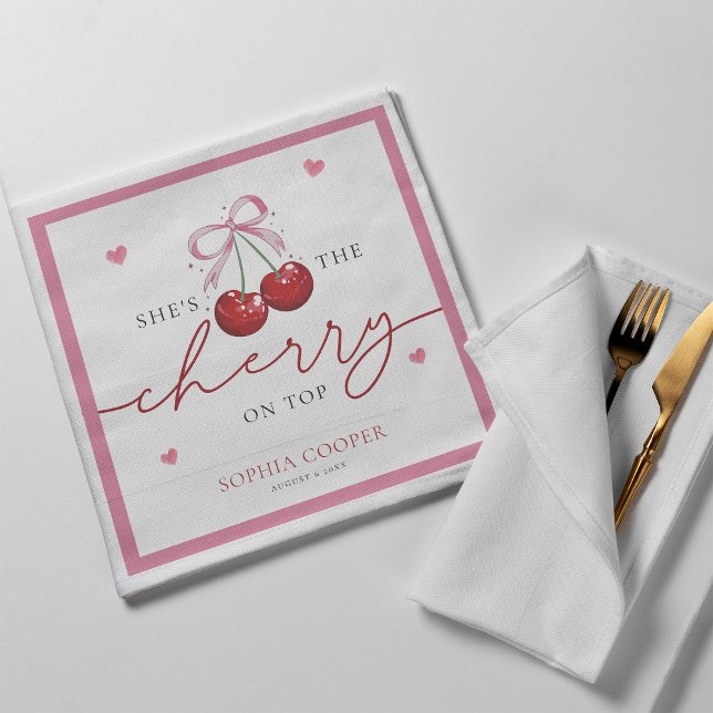 Chic Coquette Cherry on Top Bridal Shower Napkins (Creator Uploaded)