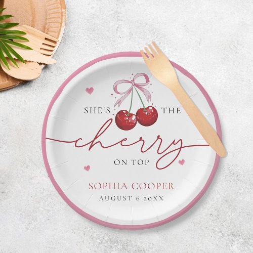 Chic Coquette Cherry on Top Bridal Shower Paper Plates
