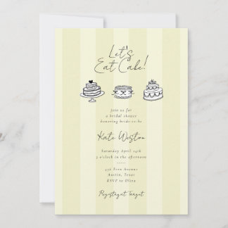 Chic Coquette Let’s Eat Cake Yellow Bridal Shower Invitation
