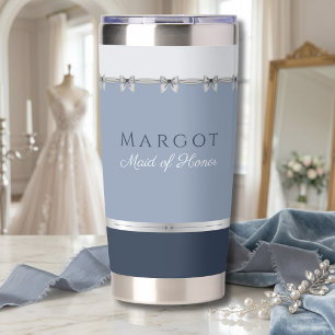 Chic Coquette Maid of Honor Dusty Blue Wedding Insulated Tumbler